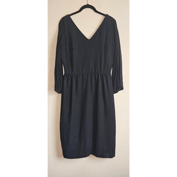 Vintage Black Evening Dress, Fully Lined, Mesh Sleeves, Sz 16 - Picture 1 of 7